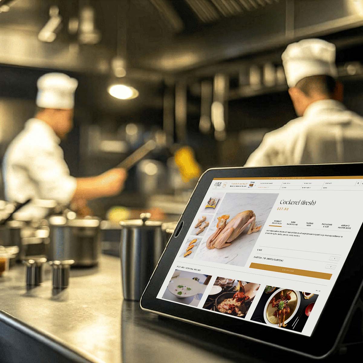 ipad displaying aurum poultry website